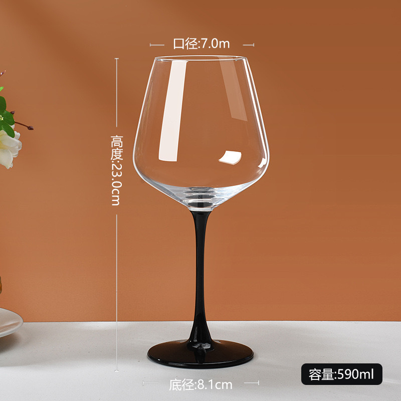 Juego de copa de vino tinto de Borgoña con varilla roja, vidrio de cristal para el hogar, pajarita negra, barriga grande, copa de vino europea, pie alto