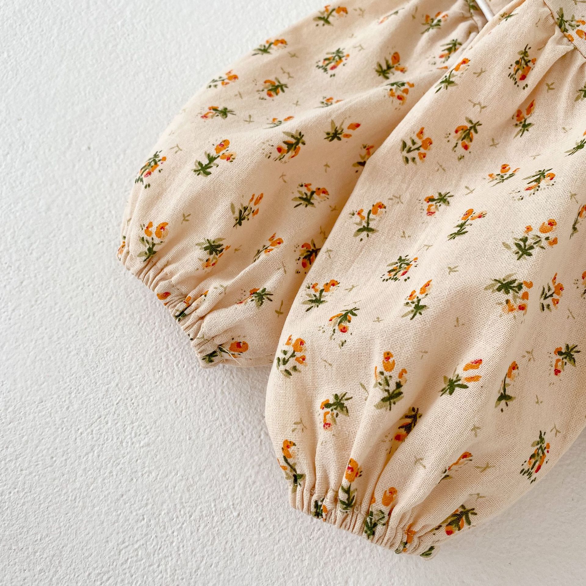 Ins 2024 autumn outfit girl baby doll collar floral long sleeved triangle Ha crawling clothes jumpsuit_voghion.com