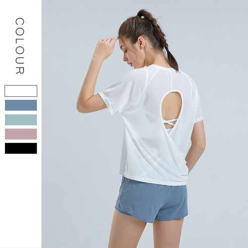 Women's Summer Sports T-Shirt Short Sleeve Loose Top Women's Running Fitness Shirt Quick-Drying Comfortable Covering Shirt Breathable Yoga Clothes