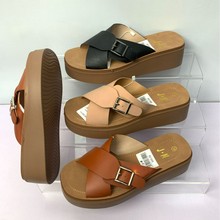 厚底坡跟交叉带金属扣凉拖2025新款夏季松糕底跨境大码外穿拖鞋女