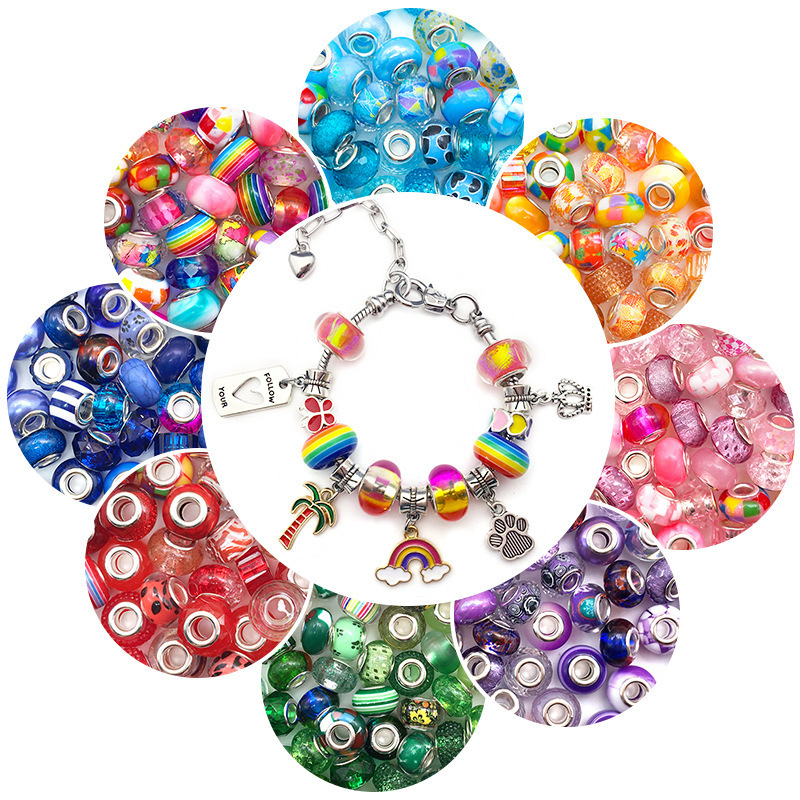 Random Pack of 10 Colorful Large-Hole Beads, Pink and Blue Loose Beads for DIY Bracelets and Necklaces Random Pack of 10 Colorful Large-Hole Beads, Pink and Blue Loose Beads for DIY Bracelets and Necklaces