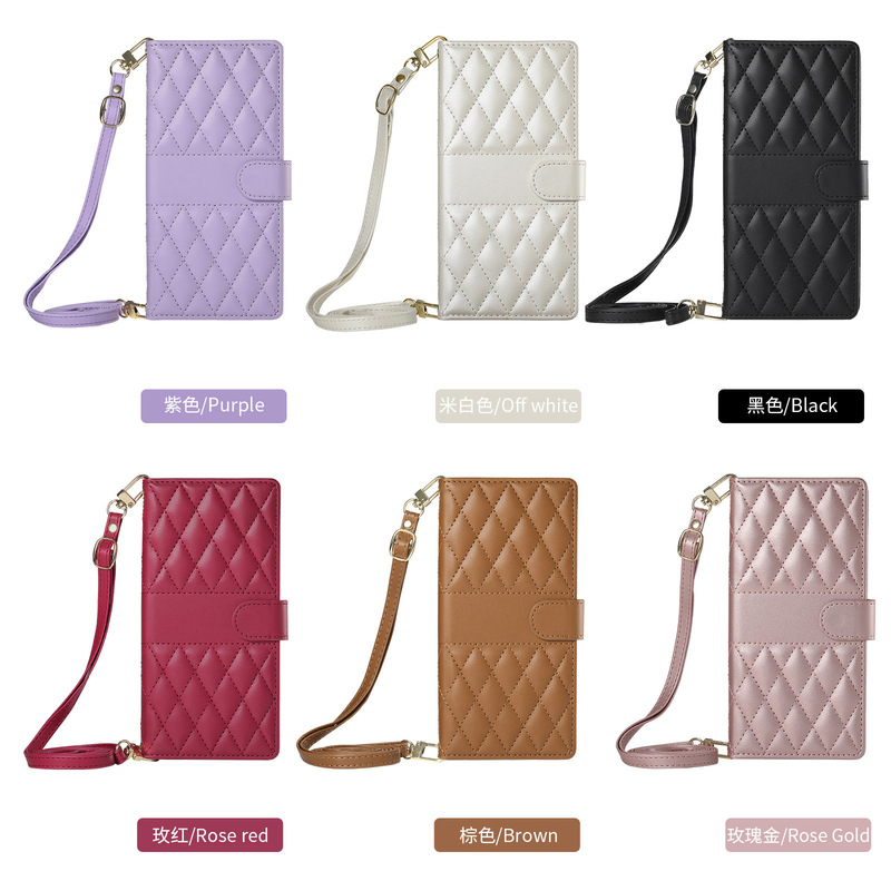 Cross-Border Applicable Samsung S25U Celebrity Style Iphone17/16 Wallet Card Crossbody Flip Leather Case
