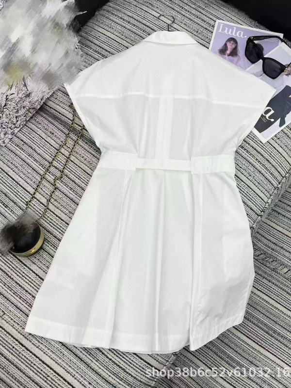 [Nanyou Rose 高級婦人服] 25 新しいフレンチスタイルフライングスリーブ刺繍ラペルシャツドレス|undefined