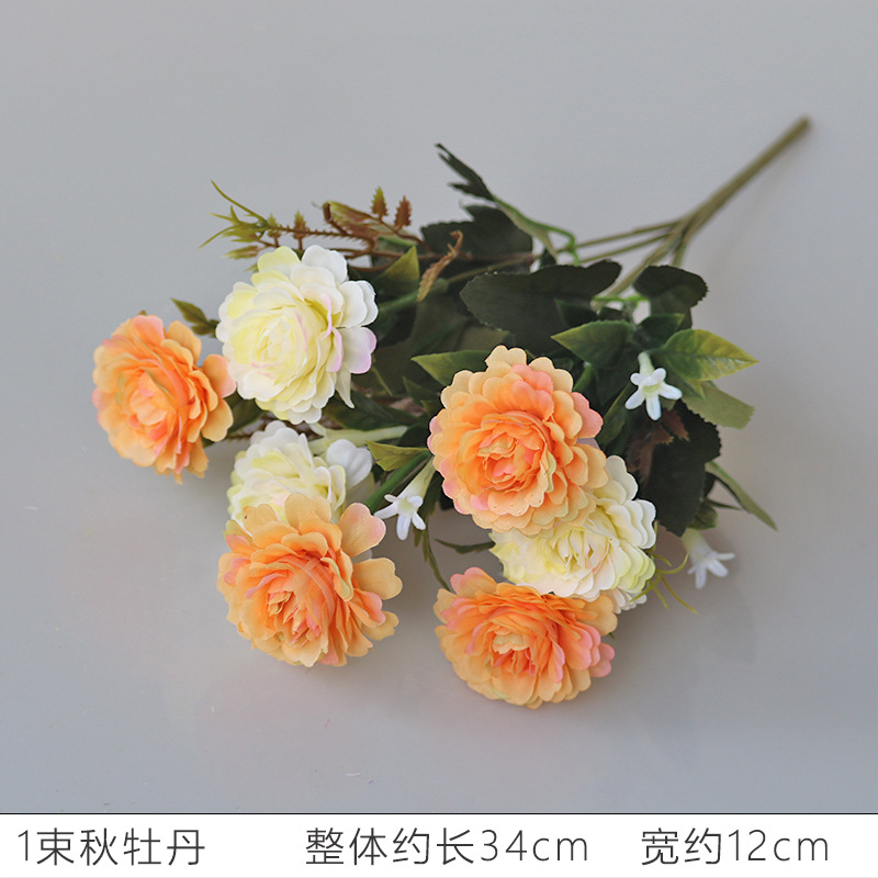 Fábrica al por mayor artificial otoño peonía artificial flor paquete de boda núcleo peonía salón de bodas decoración camino plomo arreglo floral flor decorativa