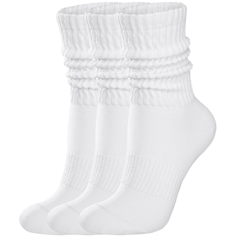 White Thickened Padded Mid-Calf Women's Socks with Loose Pleats, Casual Boot Socks, Customizable with Logo, Bulk Order Socks White Thickened Padded Mid-Calf Women's Socks with Loose Pleats, Casual Boot Socks, Customizable with Logo, Bulk Order Socks