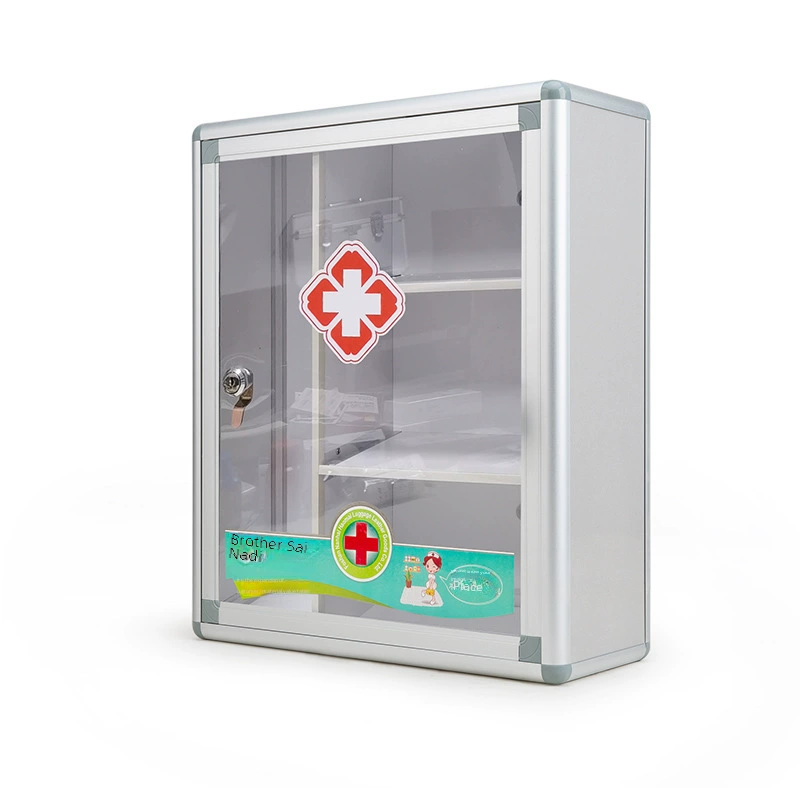 Locked home first aid kit aluminum alloy medicine case can print characters multi-layer medical box home medicine box wall-mounted convenient box