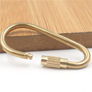 Pure Copper Gourd Keychain Brass Key Ring Carabiner Oval Screw Buckle DIY Leather Key Bag Pendant