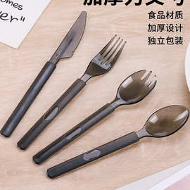 一次性叉子勺子独立包装蛋糕叉西餐餐具套装加厚牛排刀叉轻食快餐