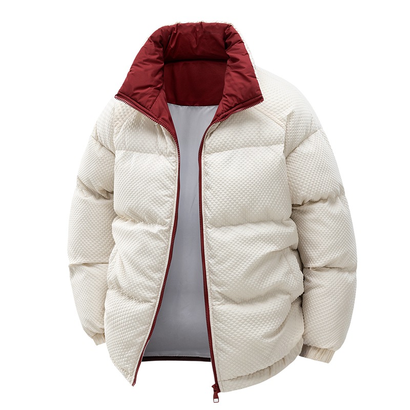 Stand-up Collar Granular Cotton-padded Clothes For Men And Women, Loose And Thickened Cotton-padded Clothes For Couples, Cotton-padded Jackets For Men_viptrois.com