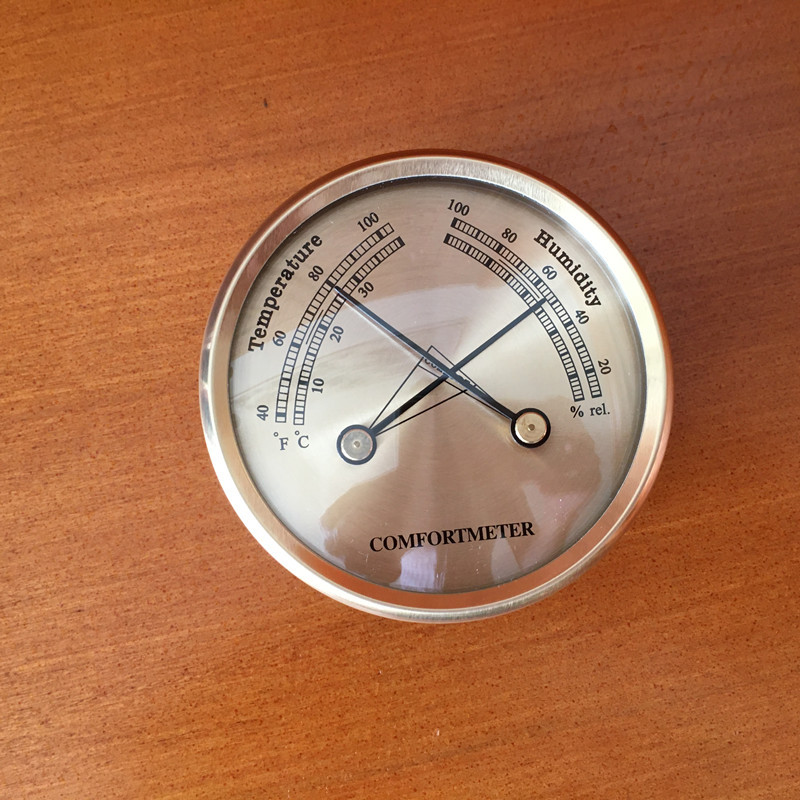 双金属指针式家用温度计表湿度计自动免电池多规格可镶嵌木框