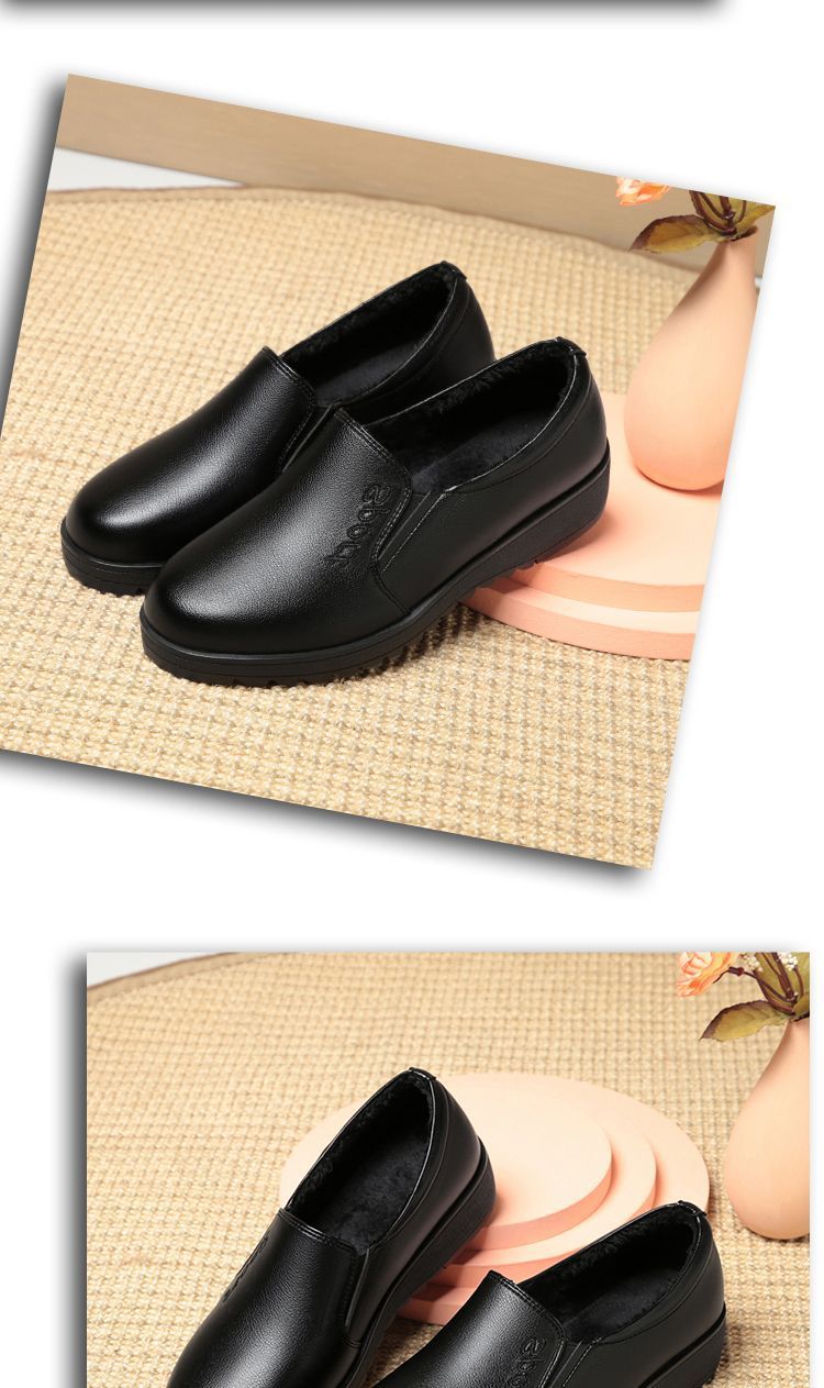 Primavera y otoño zapatos de suela plana para madres, zapatos de cuero de mediana edad y ancianos, zapatos de cuero de nicho de Beijing