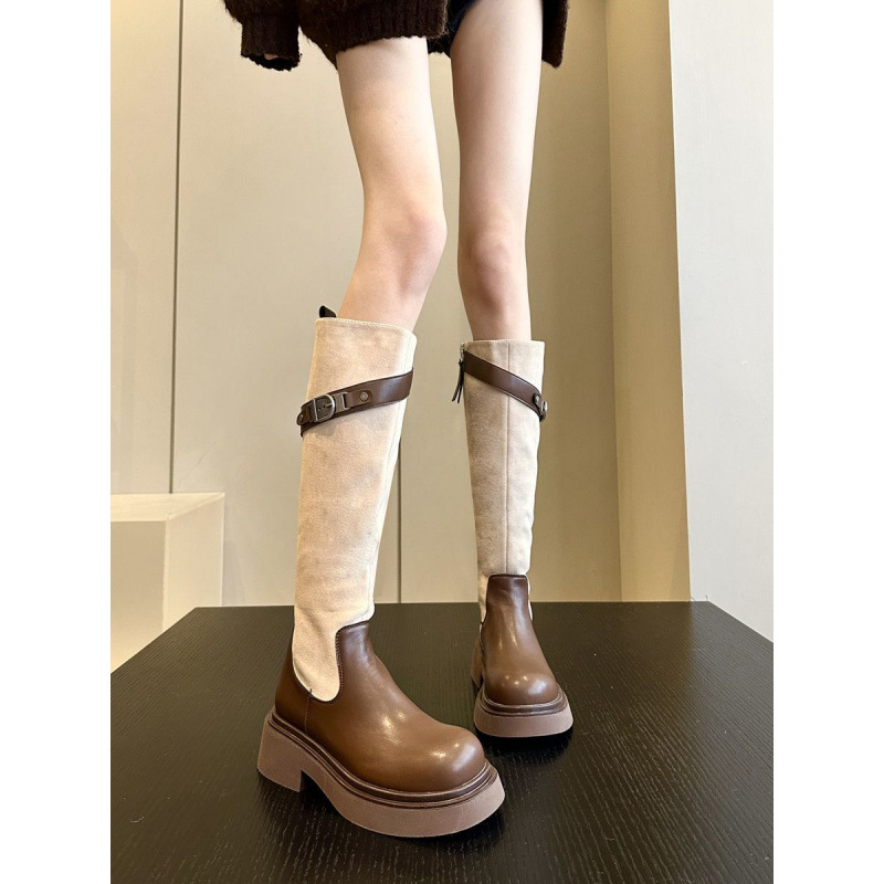 Two-tone insulated high boots