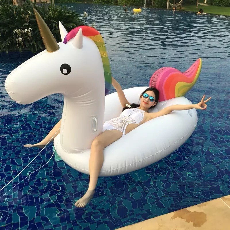 190cm rose gold pink bird unicorn floating row swan inflatable Mount floating bed floating row oversized swimming ring