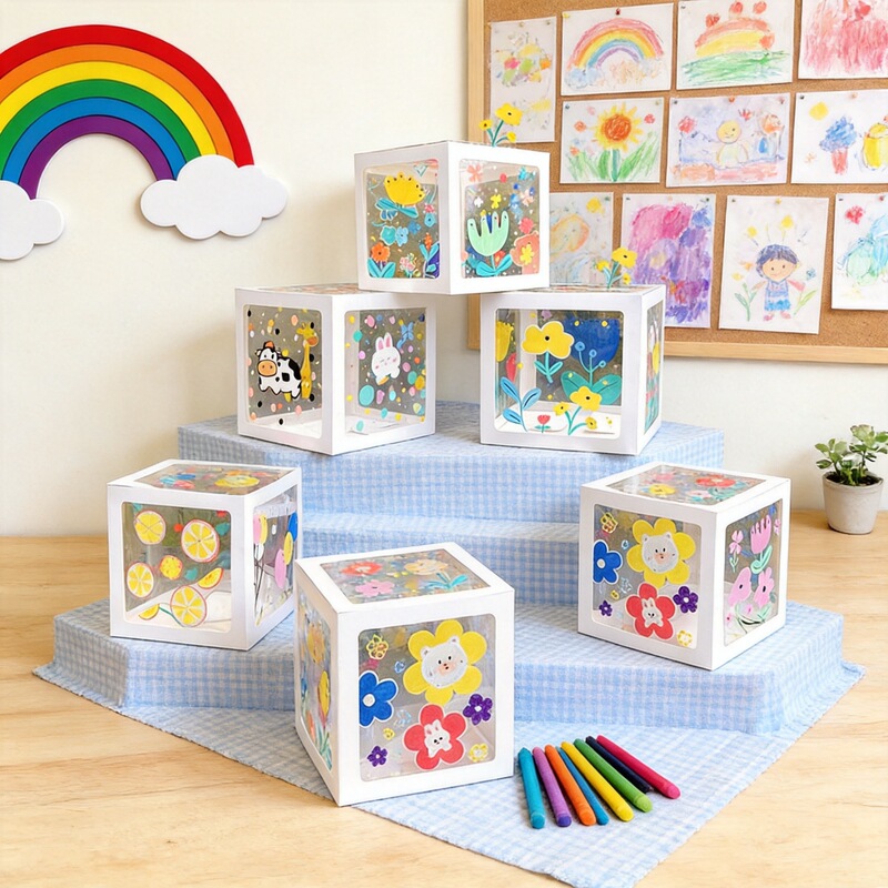 Kindergarten Classroom Environmental Creative Supplies Creative Art Transparent Painted Surprise Box Children's Handmade DIY Material Bag