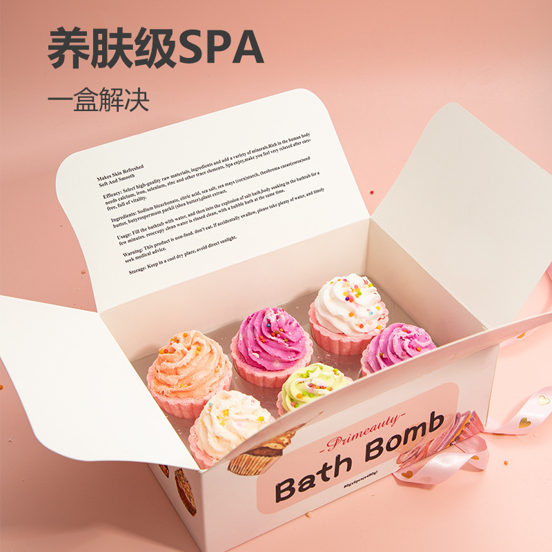 クロスボーダーケーキバスボールセット 80 グラム * 6 エッセンシャルオイルバブルバスボールローズバスバスソルトボールギフトボックス|undefined
