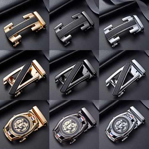 New-style automatic buckle zinc-alloy belt buckle with watch-shaped design, 4.0-inch size, customizable LOGO—wholesale available