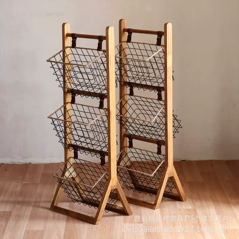 创意落地置物架三层实木书架多功能客厅玩具收纳架厨房蔬菜储物架