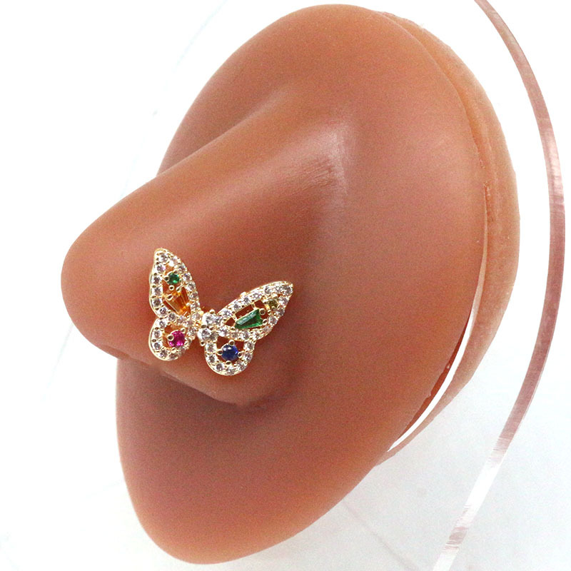 Butterfly Pattern Unisex Gender Simple Style Butterfly Stainless Steel Plating Inlay Zircon Nose Ring Nose Pin