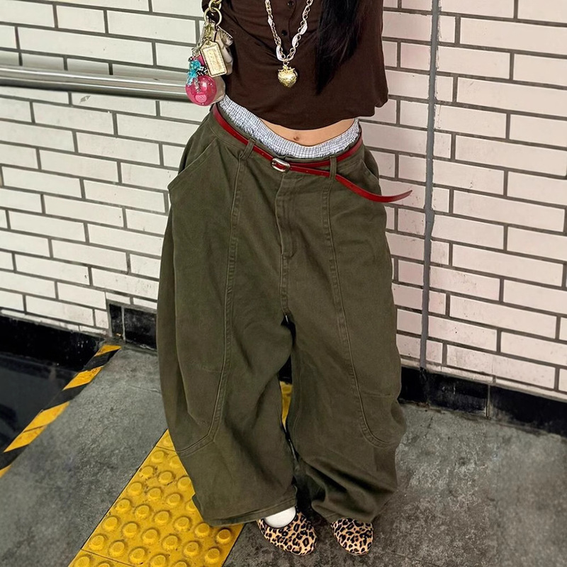 American Vintage Washed Corridor-Shaped Machete Jeans Women's New Spice Girls Loose Bf Lazy Style Mop Pants