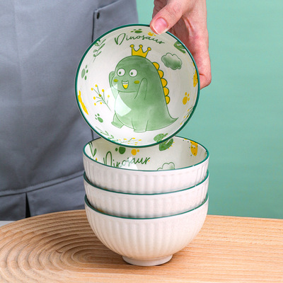 wholesale dinosaur Ceramic bowl household children tableware lovely Dishes suit Soup bowl A plate plate Dish