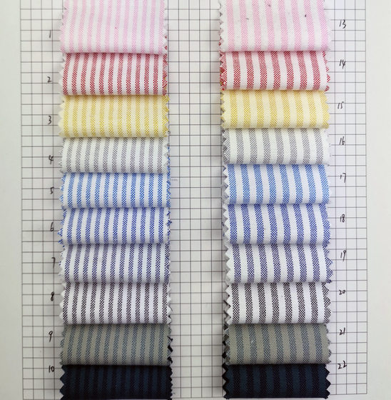 60 Cotton 40 Polyester Yarn-Dyed Oxford Stripesd Cloth Factory Ready Supply Men's and Women's Casual Fabric Strip Cloth