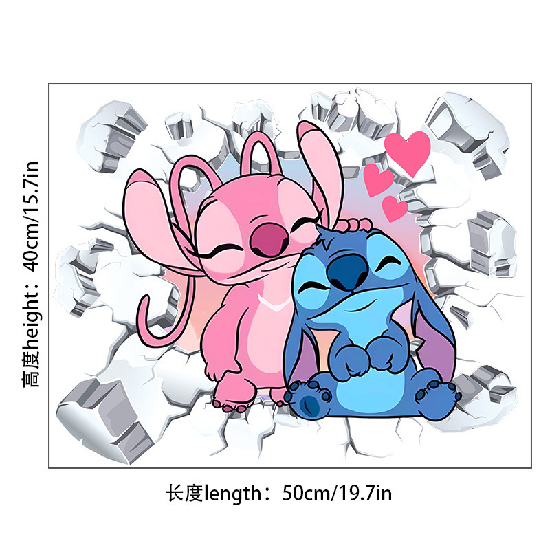 Cartoon transfronterizo Sticky pared pegatinas tridimensionales a través de la pared decoración de la pared de la habitación de niños pegatinas autoadhesivas diseño de fondo creativo