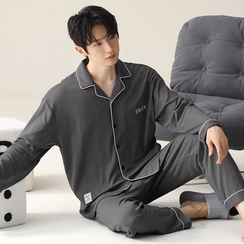 Gran tamaño para hombres 2024 nuevo pijama de algodón primavera y otoño se puede usar ropa de casa otoño y invierno hombre conjunto