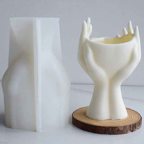 Hand-held face flowerpot silicone mold 3D face vase crystal glue gypsum cement succulent potted ornaments mold