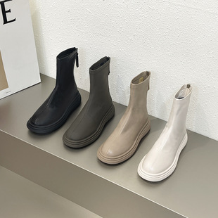 2023 autumn and winter New platform boots Women's Martin boots white women's shoes thin boots Women's cotton-padded shoes fleece-lined women's short boots