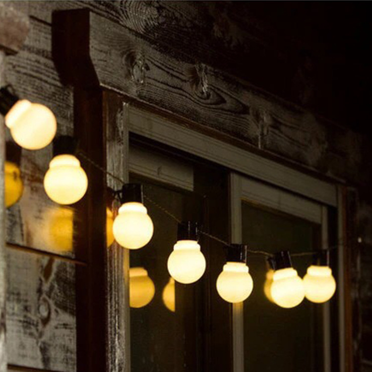 LED太陽能大燈泡燈串庭院櫥窗酒店花園復古透明圓球G50裝飾彩燈串