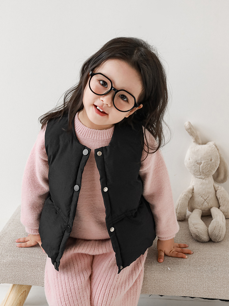 Chaleco de Algodón Cálido y Elegante para Niñas Qiuduo, Nuevo Modelo de Invierno 2025, Chaleco Informal Versátil para Niños, Abrigo Grueso para Bebés