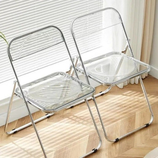Fashion Ins Stool Internet Celebrity Makeup Chair Photo Chair Portable Home Folding Chair Acrylic Dining Chair Transparent Chair