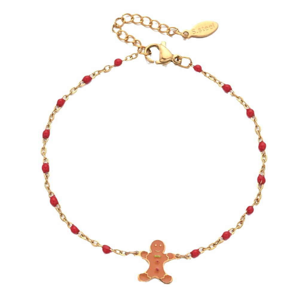 Christmas Beaded Bracelets Snowman Gold Bracelet Holiday Jewelry Gifts for Women Girls Kids Friendship Xmas Party Festive_voghion.com