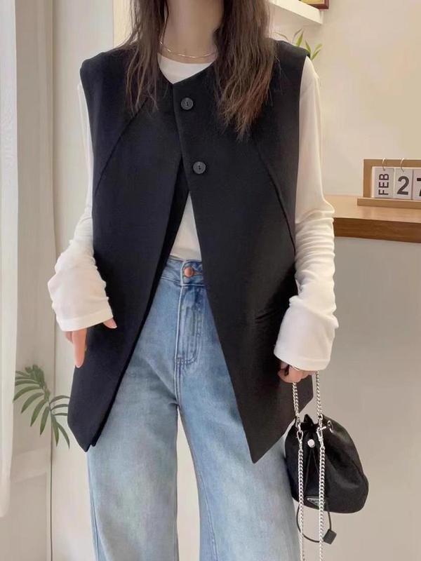 简约无袖高级感超好看气质西装马甲背心外套女韩版新款秋季马甲潮|undefined