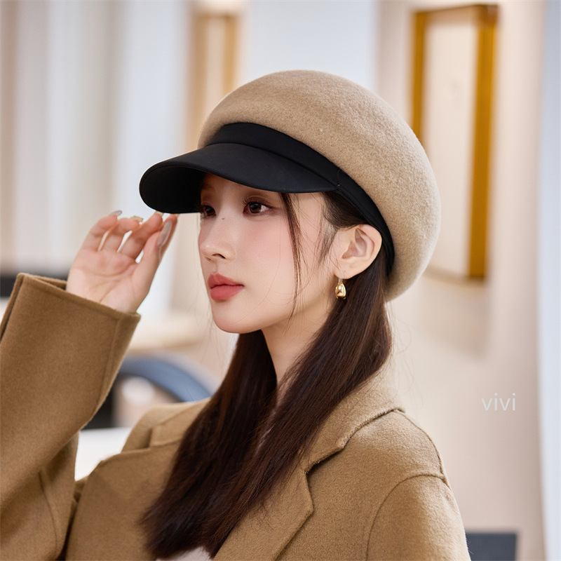 韩版秋冬季帽子女时尚高级感皮檐贝雷帽保暖优雅气质百搭鸭舌帽|undefined