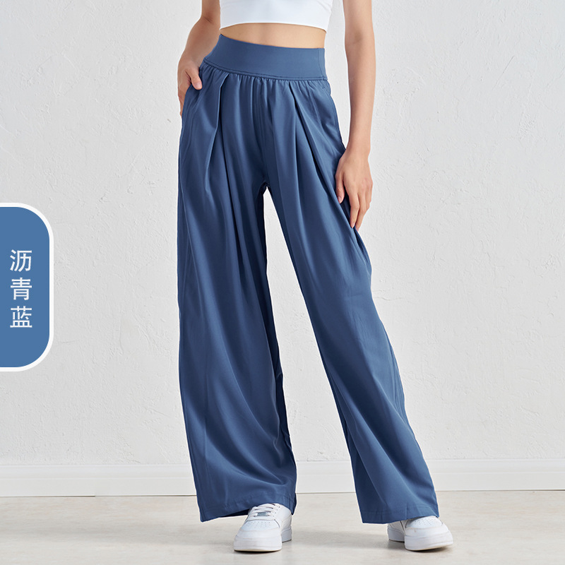 SZ pantalones de yoga con protección solar de estilo fino de verano, pantalones rectos de pierna ancha de cintura alta para mujer, pantalones de fitness sueltos de secado rápido image 7