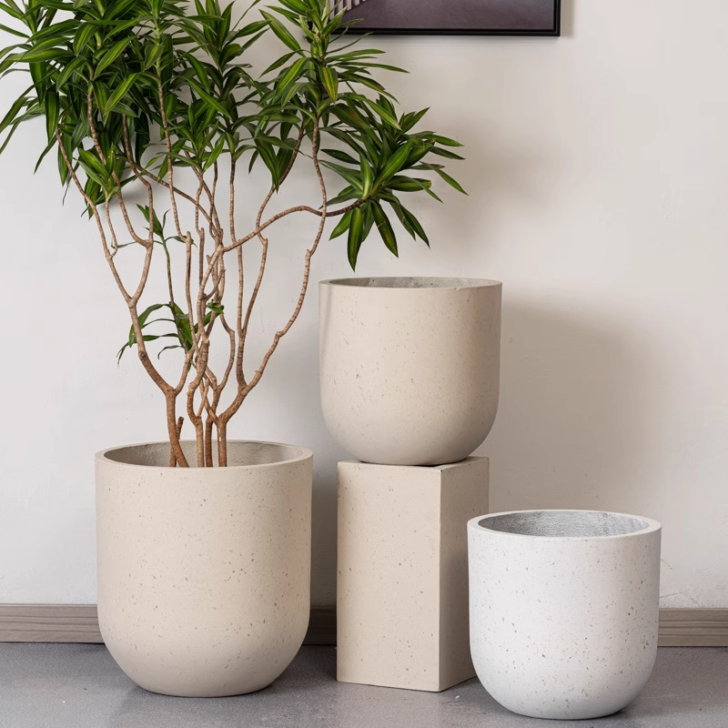 Extra Large Round Magnesium Mud Flower Pot Desktop Simple Nordic Style Handmade Cement Flower Pot Wine Glass Type Magnesium Mud Flower Pot
