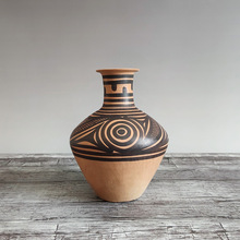 仿古陶器摆件马家窑文化漩涡纹彩陶罐手工粗陶装饰品复古工艺品