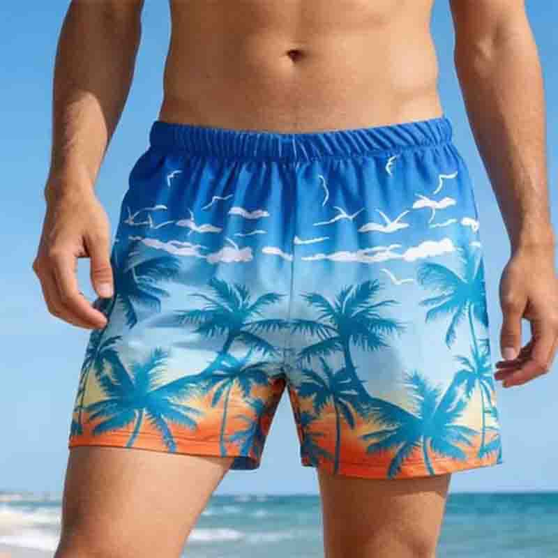 Summer New Style Men's Beach Swimming Trunks Loose-Fitting Printed Fashionable Surf Beach Shorts Hot Spring Swimming Trunks