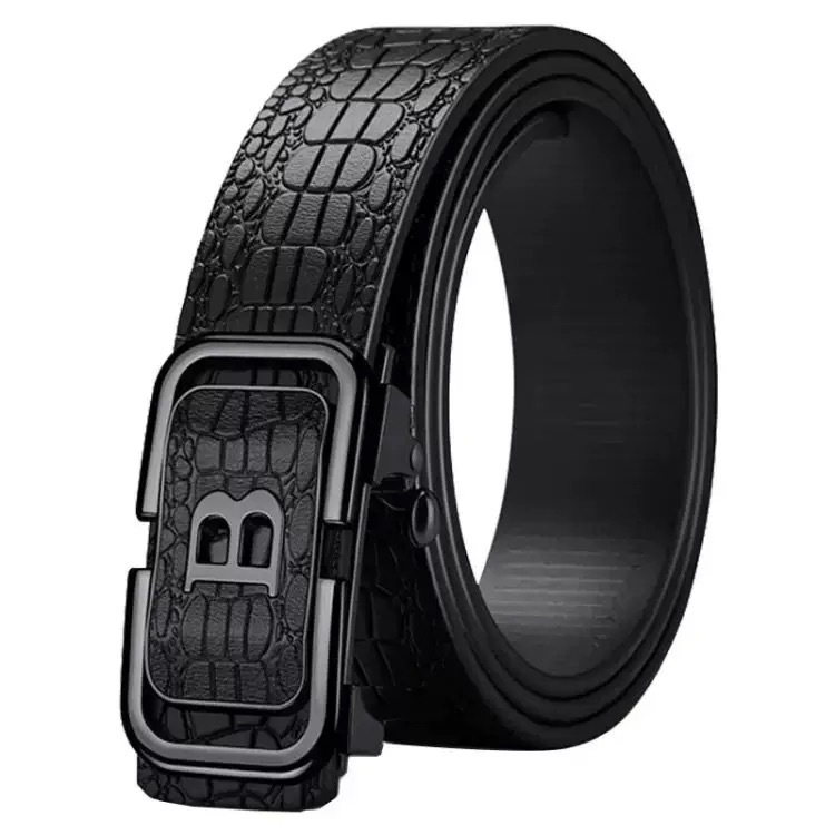 Cinturón Paul para hombres jóvenes y de mediana edad sin dientes, hebilla automática, cinturón interior, cinturón de PU anti-cuero general, por lotes