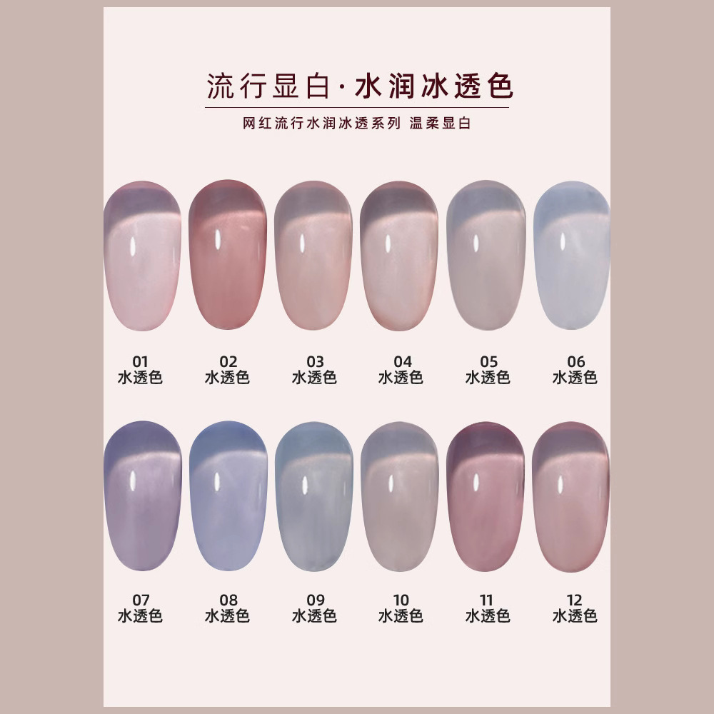 2021 nuevo hielo de verano transparente esmalte de uñas pegamento fototerapia jalea piel pegamento color transparente avanzado conjunto de salón de uñas blanco