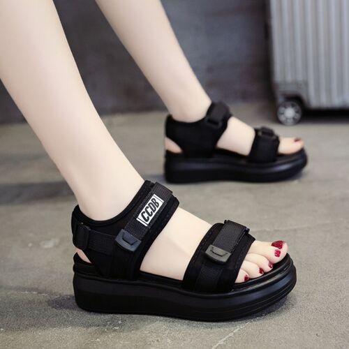 Sports Sandals Women's  Summer New Versatile Internet Celebrity Platform Thick-soled Wedge Flat-soled Student Soft-soled Beach Shoes