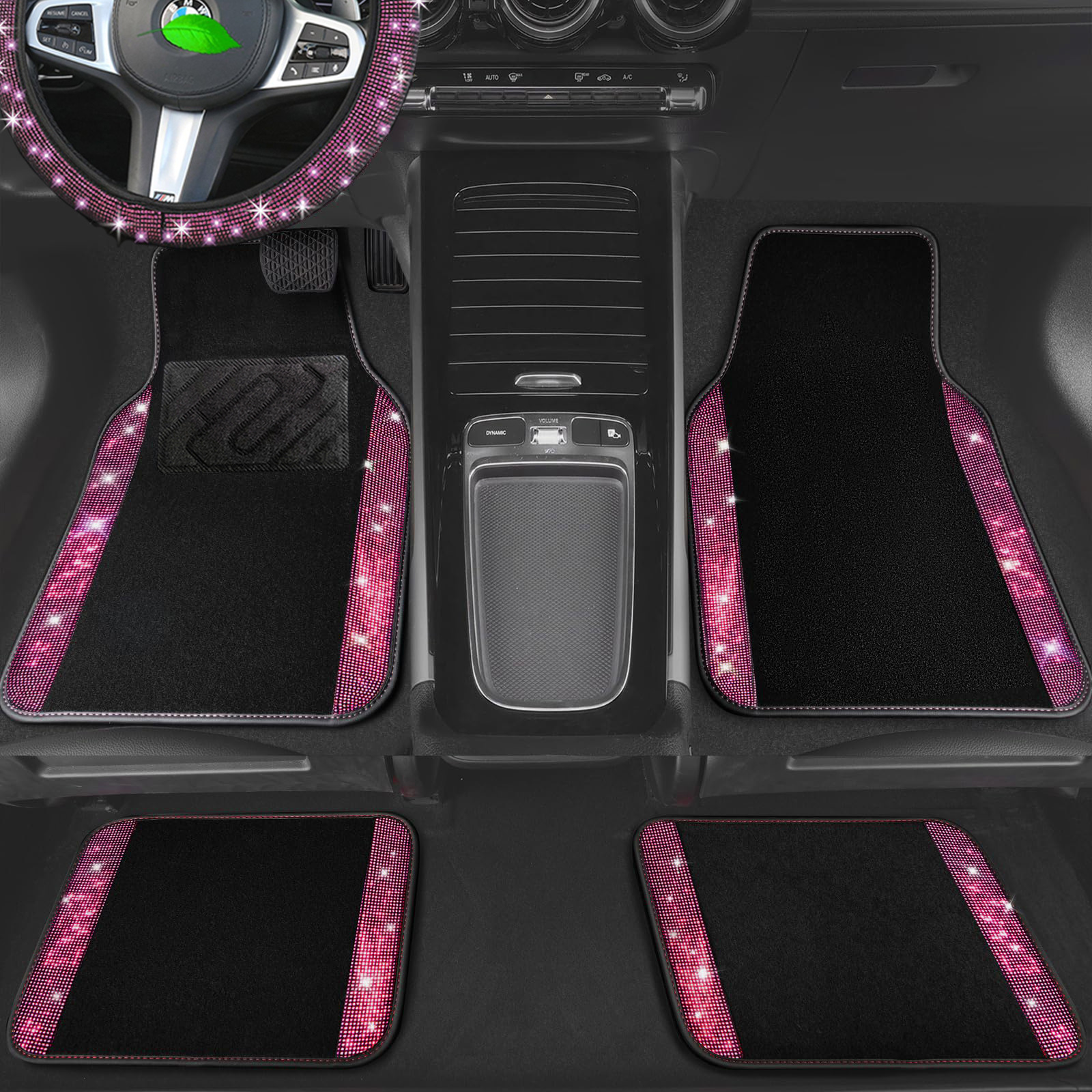 Cross-border Amazon minimalist car floor mats with crystal embellishments, made of durable and easy-to-clean crystal velvet, universal fit