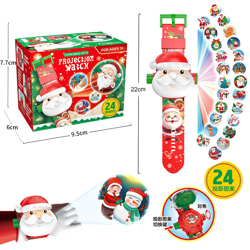 クロスボーダークリスマスプロジェクションウォッチベビー早期教育教育発光おもちゃサンタクロース子供用腕時計ホリデーギフト|undefined