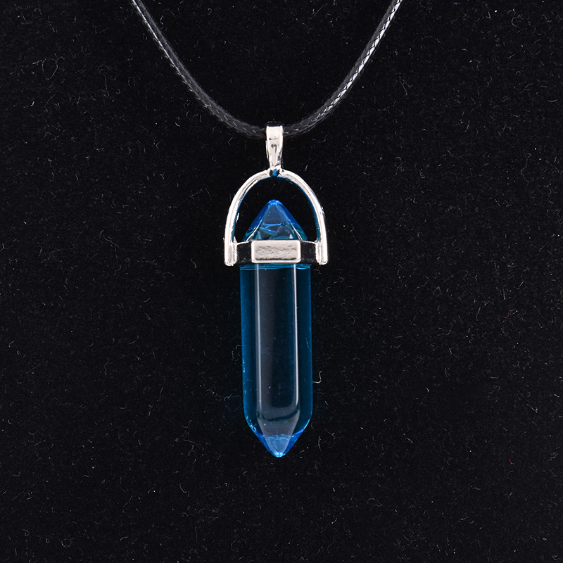 Cristal natural ágata columna hexagonal colgante diamante bala collar al por mayor cuarzo punto colgante