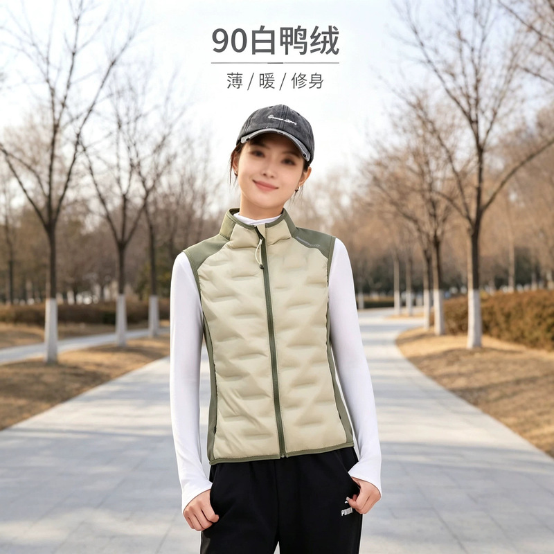 Kuye Die 1119 Dunbu White Duck Down Lightweight Down Vest for Women, Mid-Neck, Autumn and Winter Outerwear, Thin and Warm, Can be Worn as an Inner Layer Kuye Die 1119 Dunbu White Duck Down Lightweight Down Vest for Women, Mid-Neck, Autumn and Winter Outerwear, Thin and Warm, Can be Worn as an Inner Layer