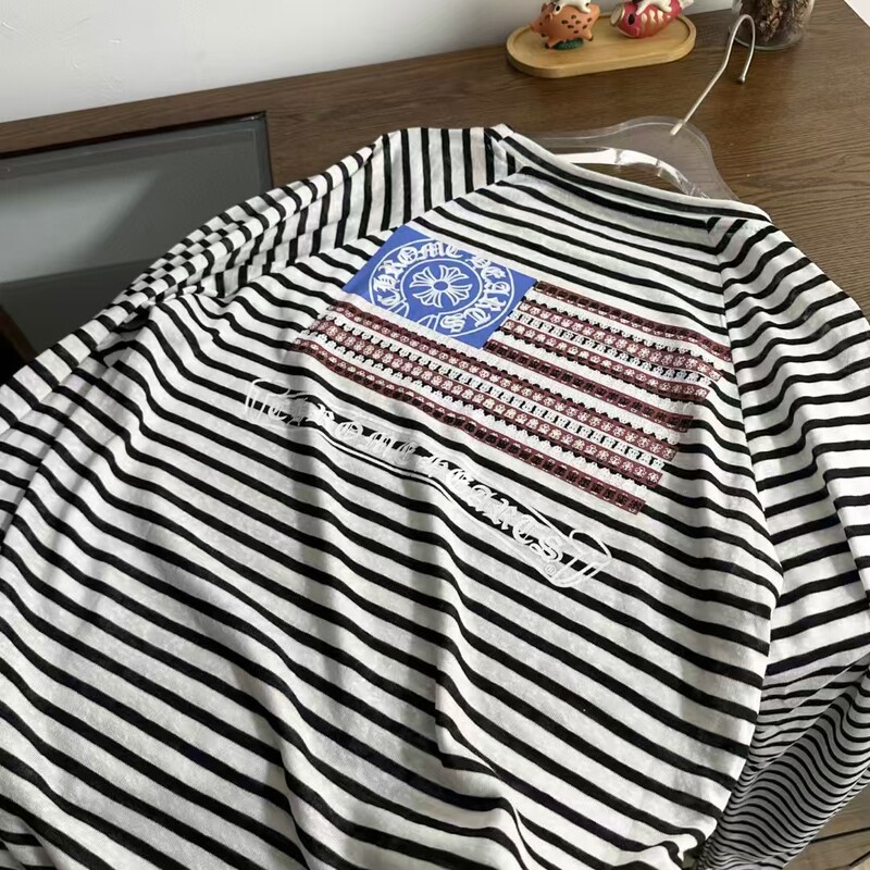25ss 新しい ch クロウ国章日焼け止め夏薄いわずかに透けるグレーバックプリント V ネック長袖 T シャツ|undefined
