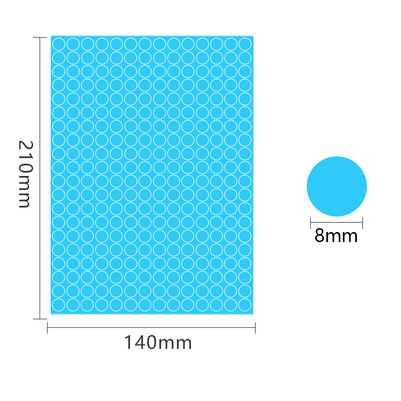 A5 adhesivo adhesivo 8mm cartón de cobre de color punto punto de etiqueta de marca de clasificación de punto de onda de mes pegatinas redondas escritas a mano