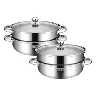 Wholesale Bernice Stainless Steel Steamer 28cm Double Layer Soup Steaming Pot DuoGong Stainless Steel Soup Steamer Two Layer