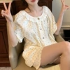 Double short wrinkled lace small floral